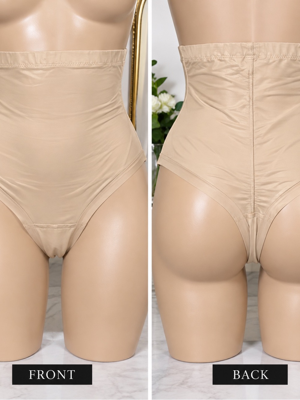 High-Waist Tummy Control Shaping Briefs - Nude